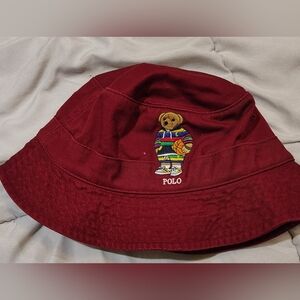 Polo Ralph Lauren Polo Bear Bucket Hat Burgundy BNWTSize S/M